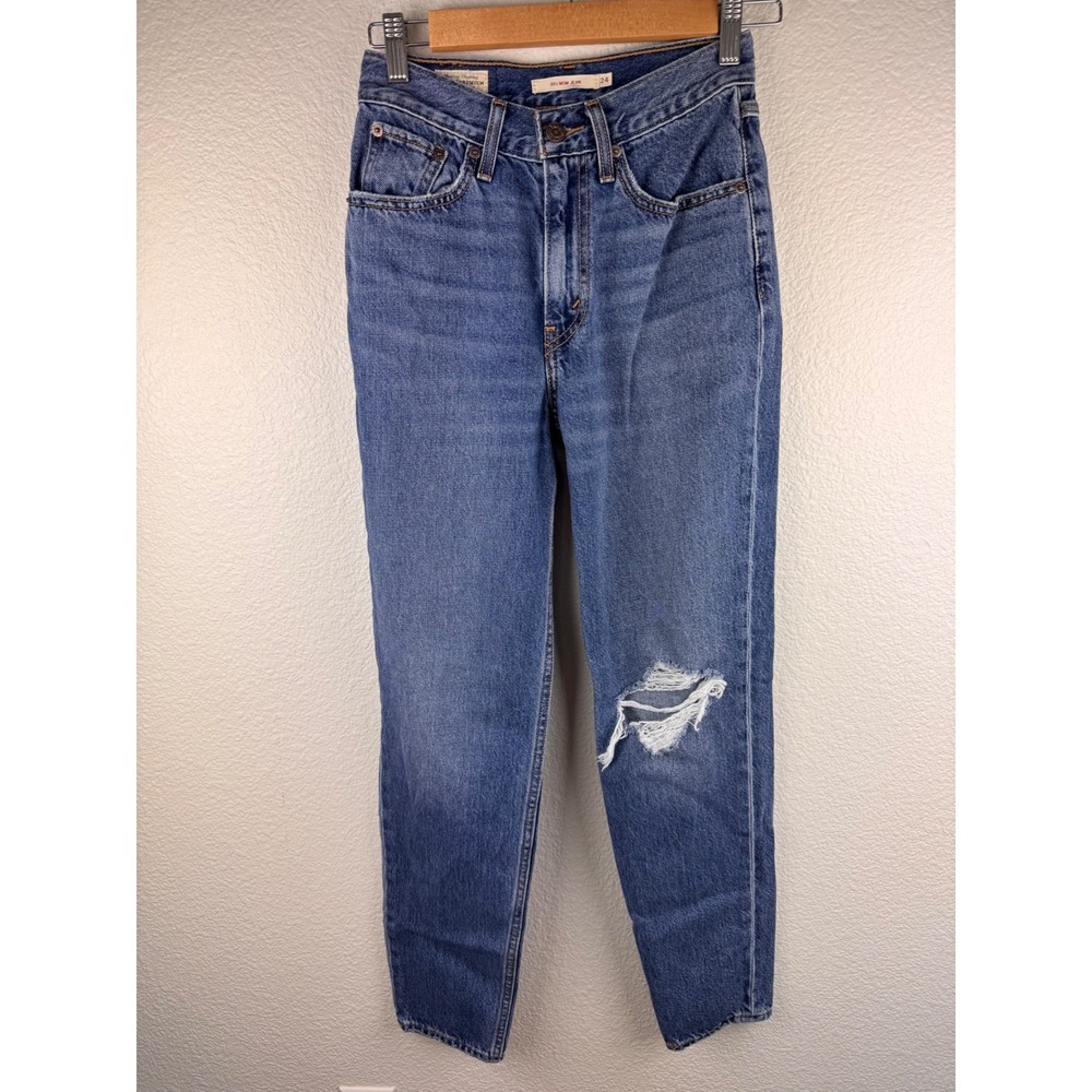 Levi's 80s Mom Jeans Distressed Blue Denim Size 24 High Rise Casual Streetwear